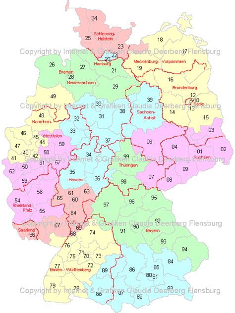 deutschlandkarte mit plz und bundesländern